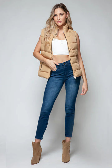 Sammy Zip Up Turtleneck Vest with Pockets