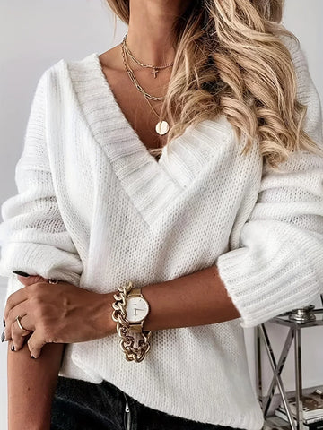 Madison V-Neck Casual Long Sleeve Sweater